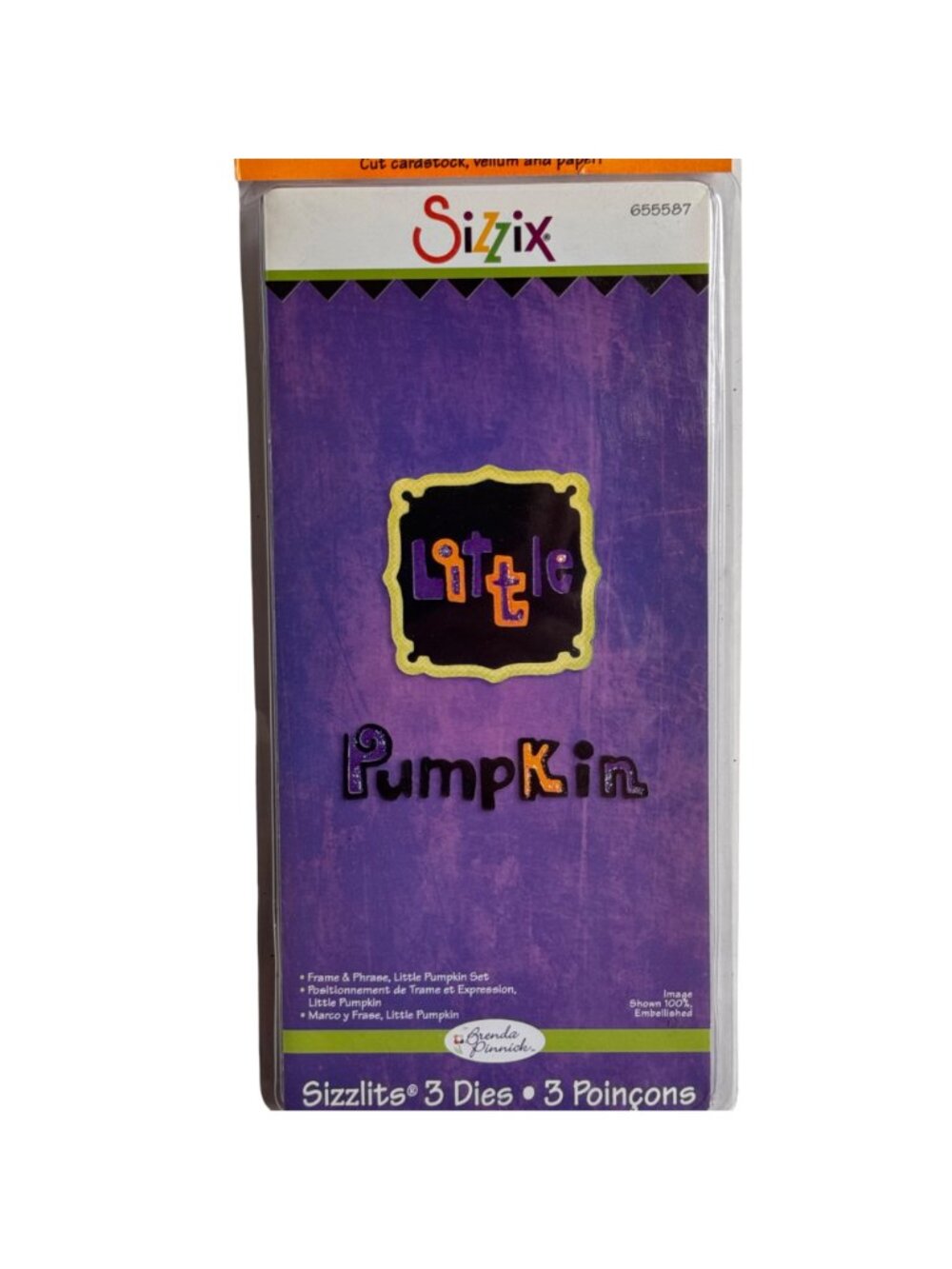 Sizzix Sizzlits 3 Embossing Dies Little Pumpkin Halloween Purple Brenda Pinnick - Picture 8 of 8
